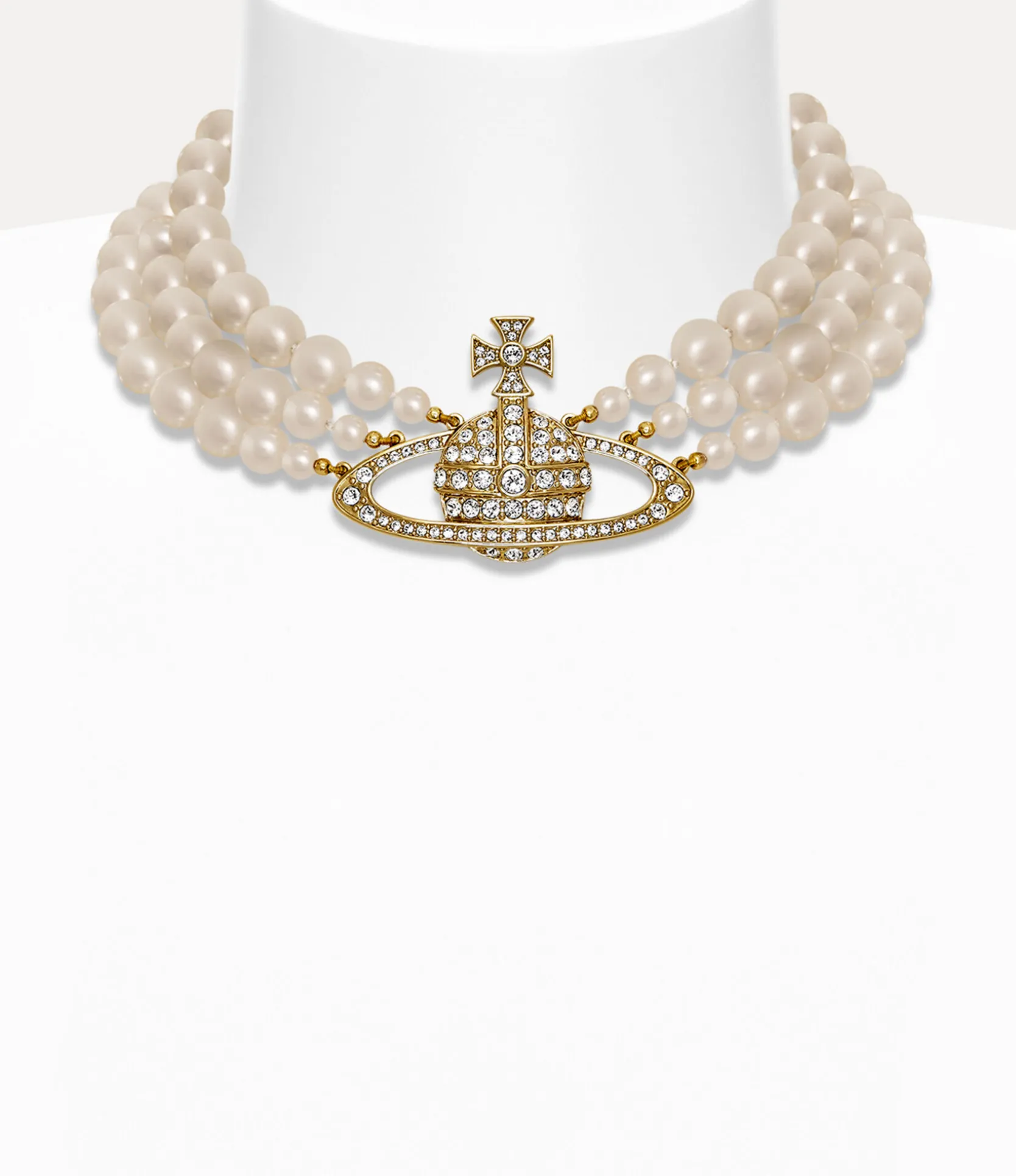 Three Row Pearl Bas Relief Choker