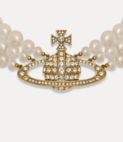 Three Row Pearl Bas Relief Choker