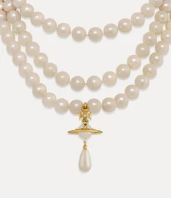 Three Row Pearl Drop Choker