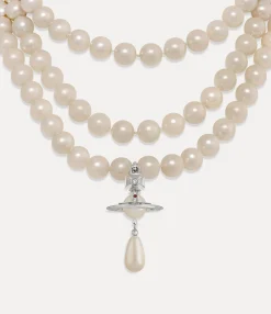 Three Row Pearl Drop Choker
